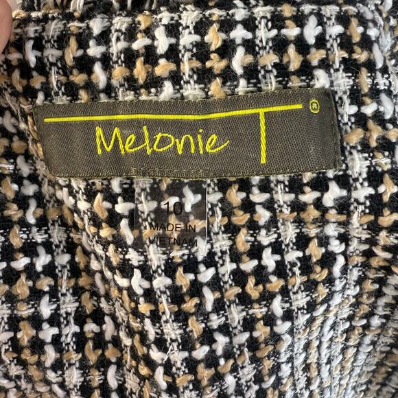 Melonie women’s sz. 10 black white silver thread tweed dress career office #3738 - Picture 5 of 10